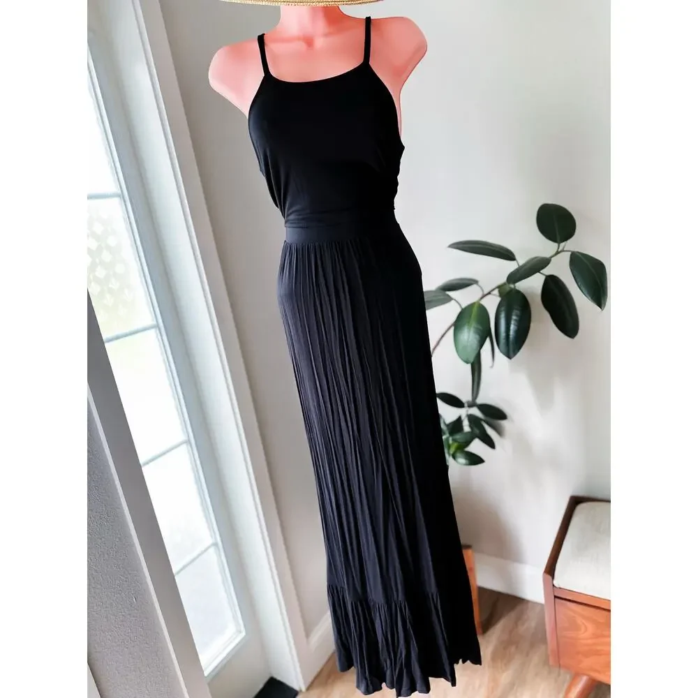 Soft Meadow Paths Beneath the Moonlight flowy empire waist stretch maxi dress